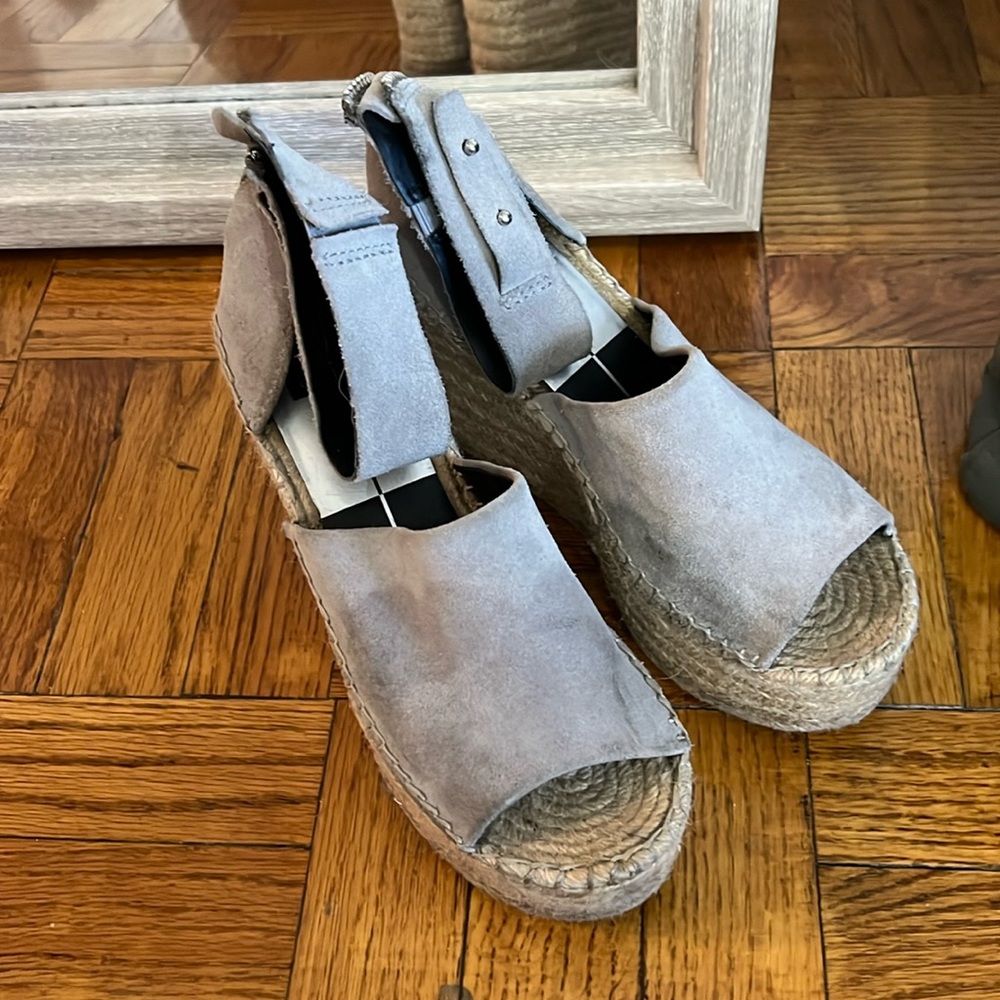 Dolce Vita Suede Grey Espadrille wedges